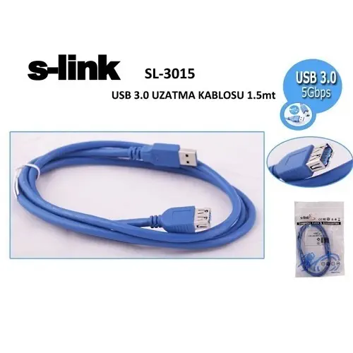 S-link SL-3015 USB 3.0 Uzatma Kablosu 1,5M