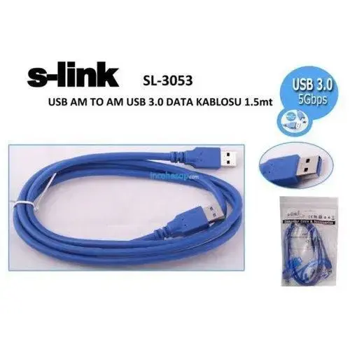 S-link SL-3053 Am To Am USB 3.0 1.5MT Data Kablosu