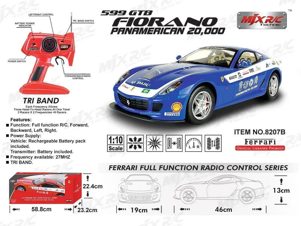 MJX 8207B FERRARI 599 GTB FIORANO UZAKTAN KUMANDALI OYUNCAK ARABA (1:10)