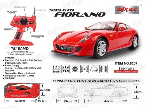 MJX 8207 FERRARI 599 GTB FIORANO UZAKTAN KUMANDALI OYUNCAK ARABA (1:10)
