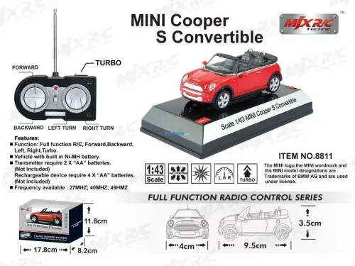 MJX 8811 MINI COOPER S UZAKTAN KUMANDALI ARABA (1:43)