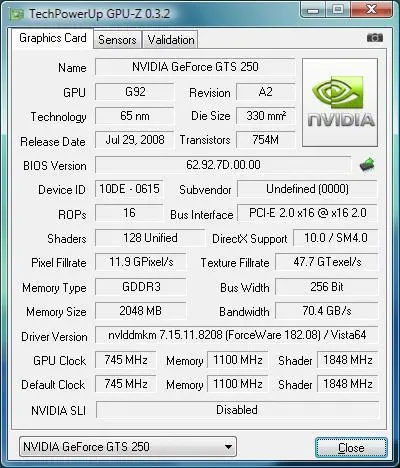 PALIT GTS250 (256Bit) EGREEN 1GB DDR3 TV HDMI 16X
