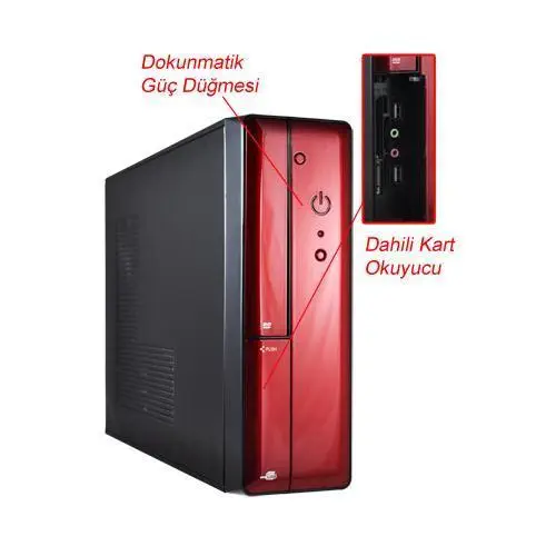 Redrock 102BR Mini Slim Micro ATX Kasa Kırmızı 230W