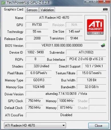 SAPPHIRE ATI HD4670 (128Bit) 1GB DDR3 AVIVO 16x