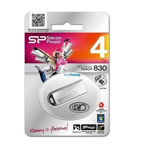 Silicon 4 GB USB 2.0 Touch 830 Silver