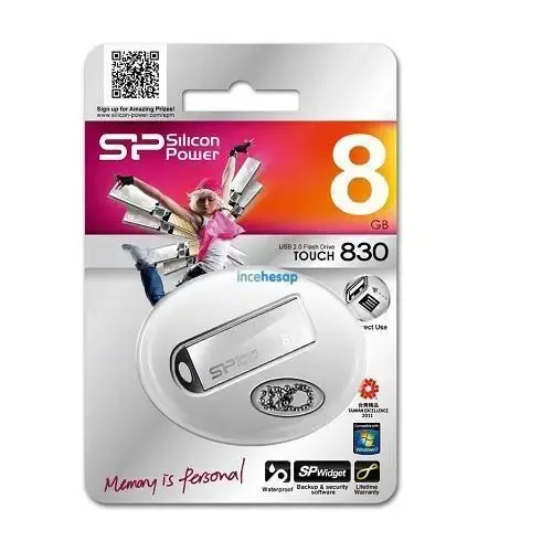 Silicon 8 GB USB 2.0 Touch 830 Silver