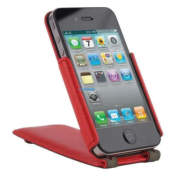 IPHONE 4 KIRMIZI DİK KAPAKLI KILIF 
