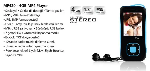 Ttec Plus MP420 MP4 Player Pembe