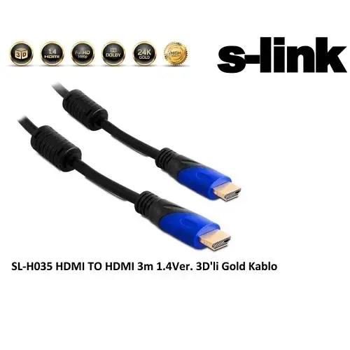 S-Link SL-H035 HDMI Kablo 1.4v 3D 3 Metre