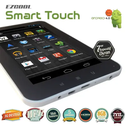 Ezcool Smart Touch 7 inch Kapasitif Ekran 8 GB Beyaz Tablet Pc