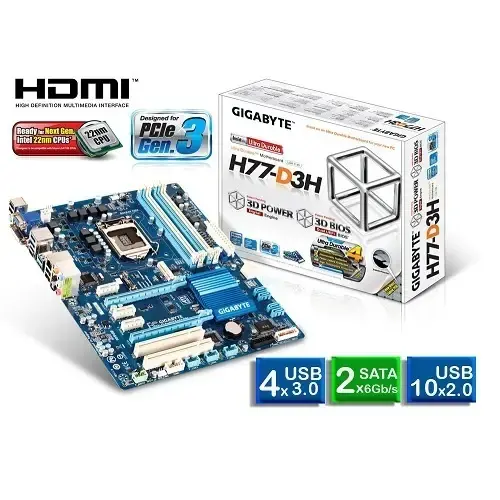 Gigabyte H77M-D3H Matx Ddr3 Vga+SES + GLan +USB3 16X