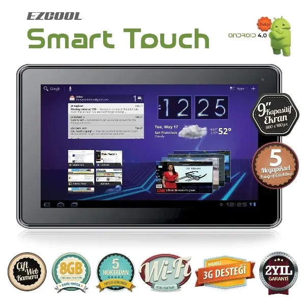 Ezcool Smart Touch 8GB 9″ Beyaz Tablet + 4 Adet Aksesuar Hediye