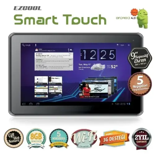 Ezcool Smart Touch 8GB 9″ Beyaz Tablet + 4 Adet Aksesuar Hediye