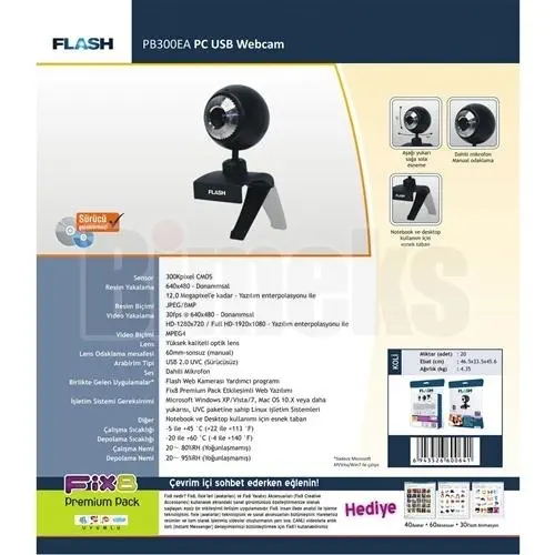 FLASH PB300EA-S PC USB SİYAH WEBCAM