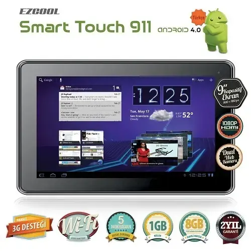 Ezcool Smart Touch 911 8GB 9” Beyaz Tablet + 4 Adet Aksesuar Hediye