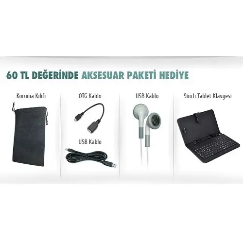 Ezcool Smart Touch 911 8GB 9” Beyaz Tablet + 4 Adet Aksesuar Hediye