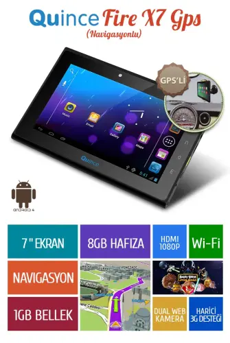 Quince Fire X7 7″ 8GB Gps Tablet Pc