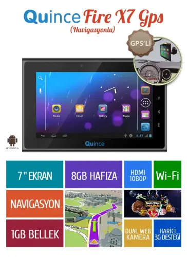 Quince Fire X7 7″ 8GB Gps Tablet Pc
