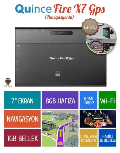 Quince Fire X7 7″ 8GB Gps Tablet Pc