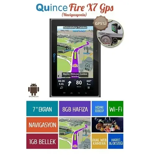 Quince Fire X7 7″ 8GB Gps Tablet Pc