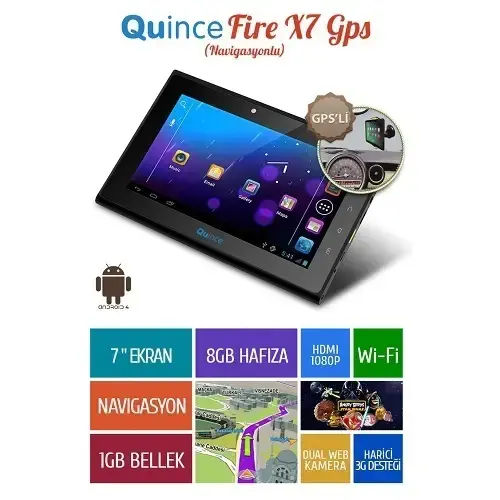 Quince Fire X7 7″ 8GB Gps Tablet Pc