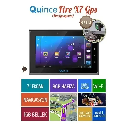Quince Fire X7 7″ 8GB Gps Tablet Pc