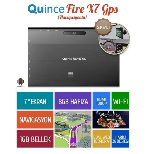 Quince Fire X7 7″ 8GB Gps Tablet Pc