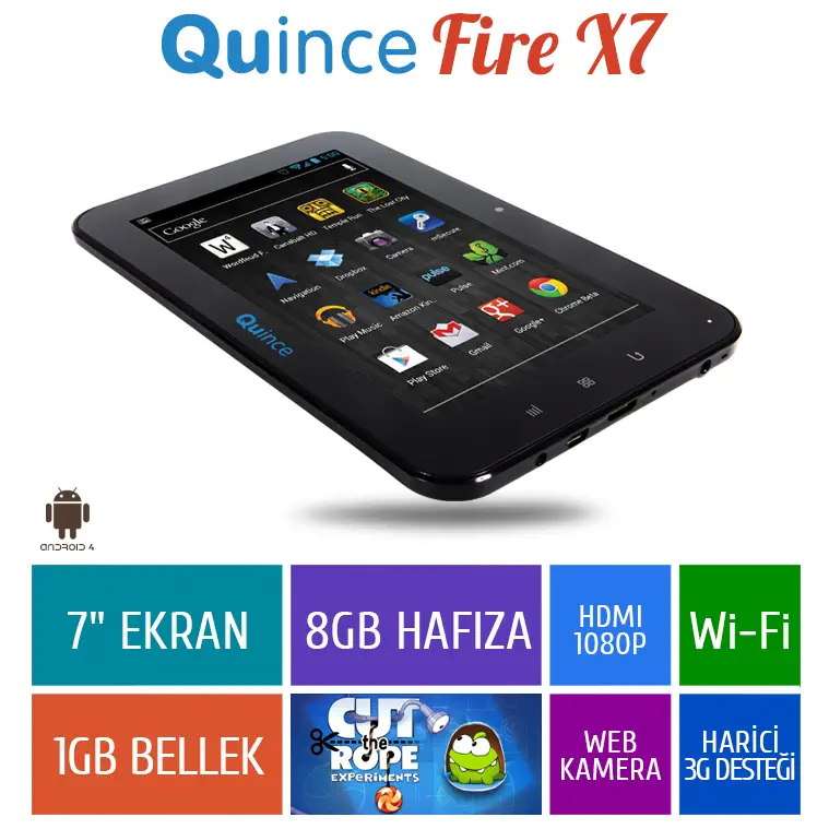 Quince Fire X7 7″ Siyah Tablet