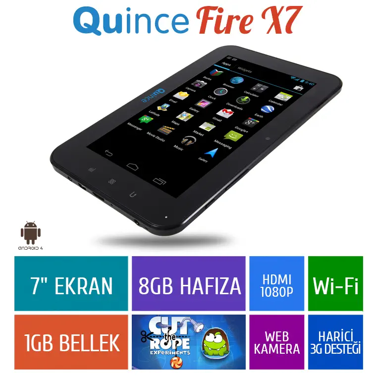 Quince Fire X7 7″ Siyah Tablet
