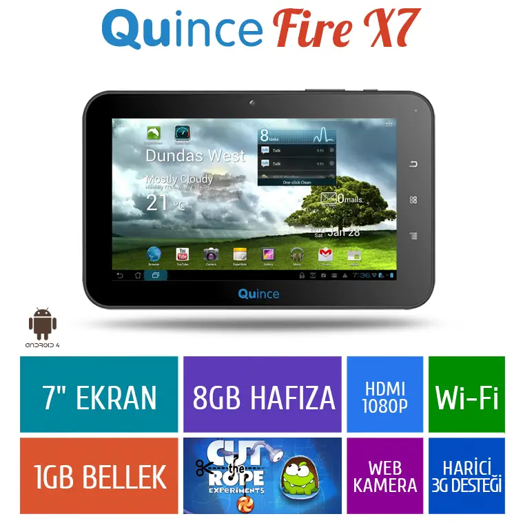 Quince Fire X7 7″ Siyah Tablet
