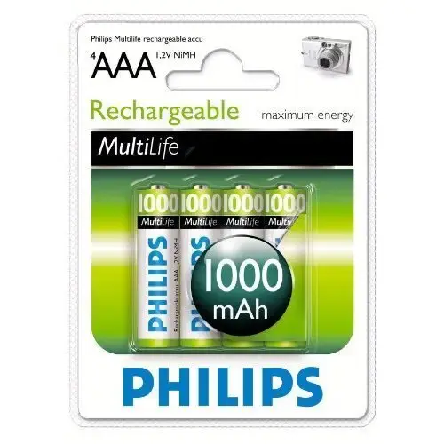 Philips 1000 MAH Şarj Edilebilir AAA İnce Kalem Pil 2`li