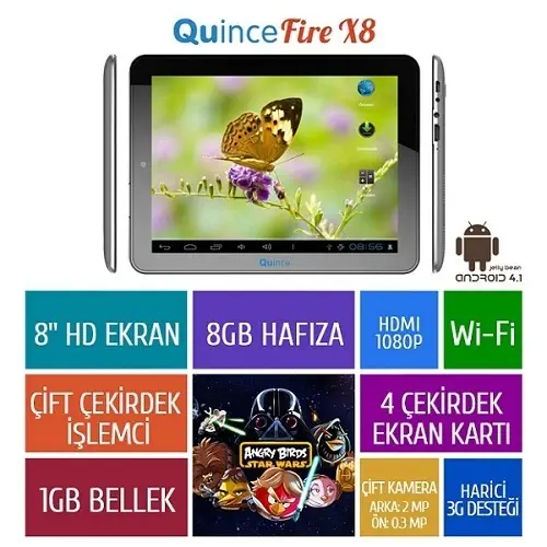Quince Fire X8 8″ 8GB Tablet Pc