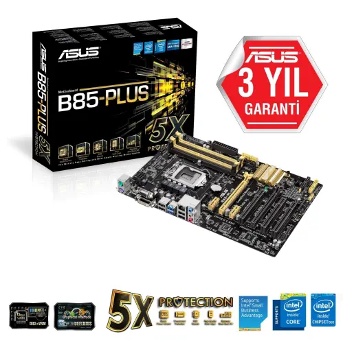 Asus B85-Plus B85 DDR3 Sata3 Usb3 1150p 16x Anakart