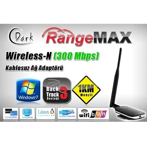 Dark RangeMax 300Mbps 1KM Menzilli USB Adaptör (DK-NT-WDN300HP)