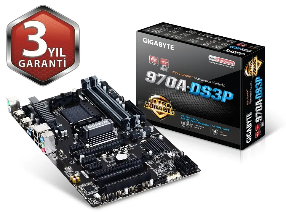 Gigabyte GA-970A-DS3P Amd 970 2000MHz(OC) DDR3 Soket AM3+ ATX Anakart