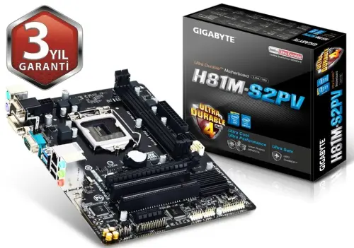  Gigabyte GA-H81M-S2PV Intel H81 1600MHz DDR3 LGA1150 mATX Anakart