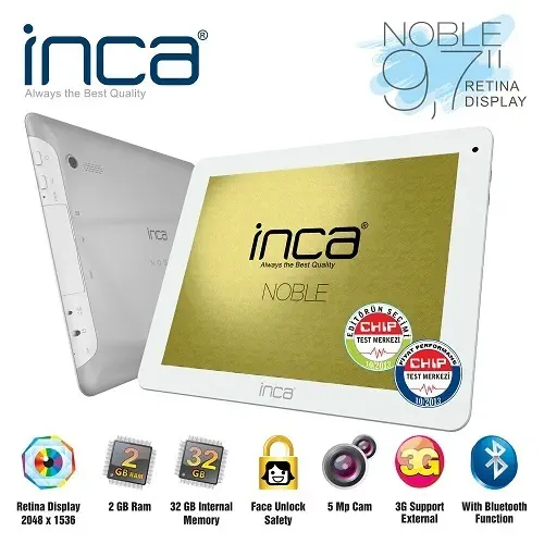 Inca Noble 32 GB 9.7″ Retina Ekran Beyaz Tablet Pc