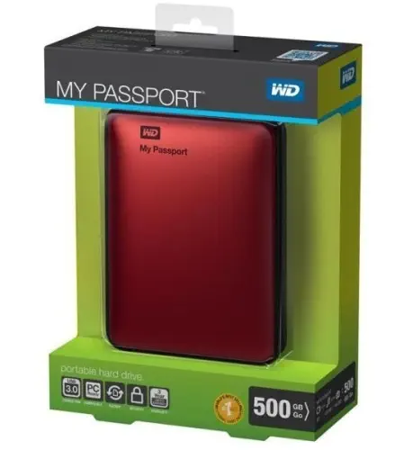 WD 500 Gb 2.5″ My Passport USB3.0 Kırmızı WDBKXH5000ARD-EESN