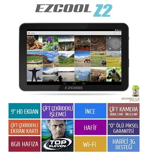 Ezcool Z2 8GB DualCore 9″ HD Siyah Tablet + Klavye Hediyeli!!!