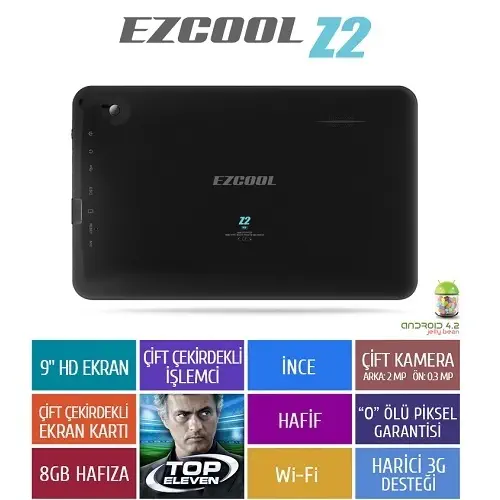 Ezcool Z2 8GB DualCore 9″ HD Siyah Tablet + Klavye Hediyeli!!!