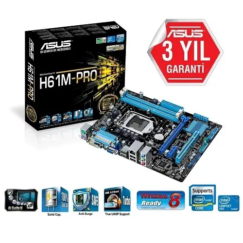 Asus H61M-Pro H61 DDR3 S+V+GLAN 1155p 16x Anakart