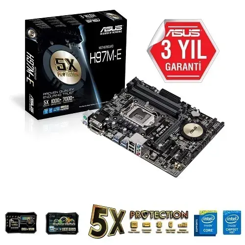 Asus H97M-E  DDR3 S+V+GLAN+ 1150p 16x Anakart