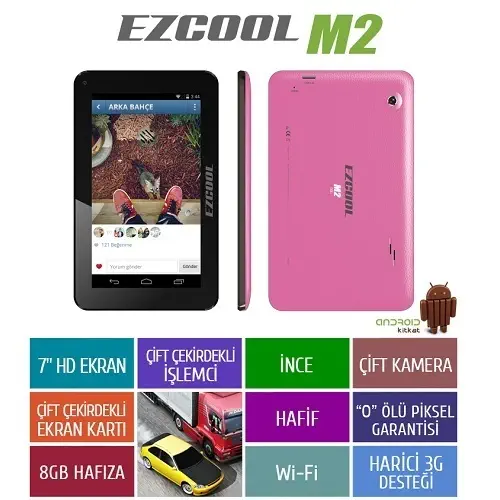 Ezcool M2 8GB DualCore 7″ HD Pembe Tablet