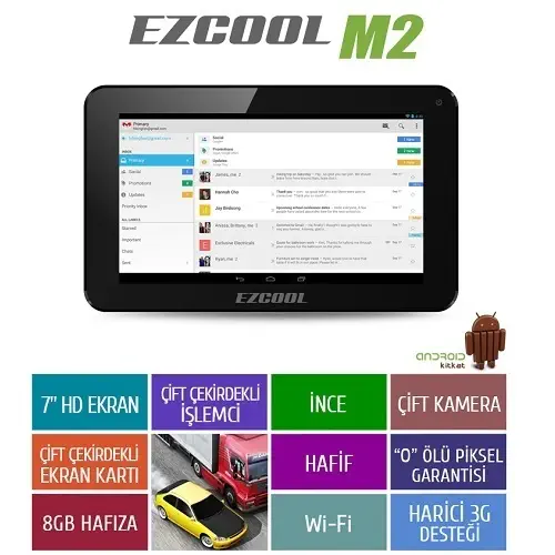 Ezcool M2 8GB DualCore 7″ HD Pembe Tablet