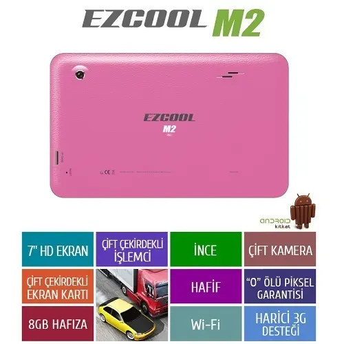 Ezcool M2 8GB DualCore 7″ HD Pembe Tablet