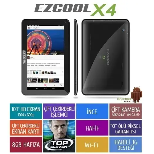 Ezcool X4 8GB Dual Core 10.1″ HD Siyah Tablet 