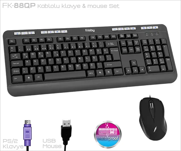 Frisby FK-88QP PS2 Klavye Usb Mouse Kablolu Klavye & Mouse Set
