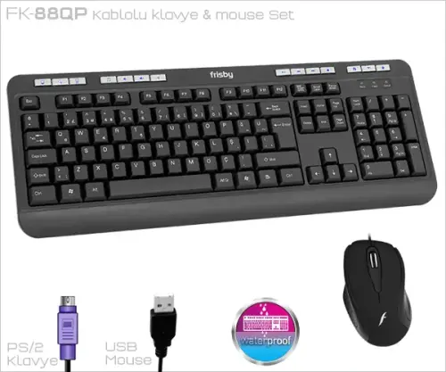 Frisby FK-88QP PS2 Klavye Usb Mouse Kablolu Klavye & Mouse Set