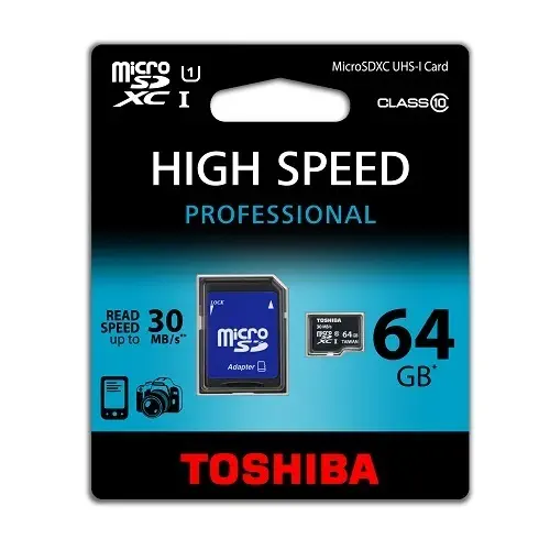 Toshiba 64 Gb Micro SD (Class10 30Mb/s Adaptör) Hafıza Kartı