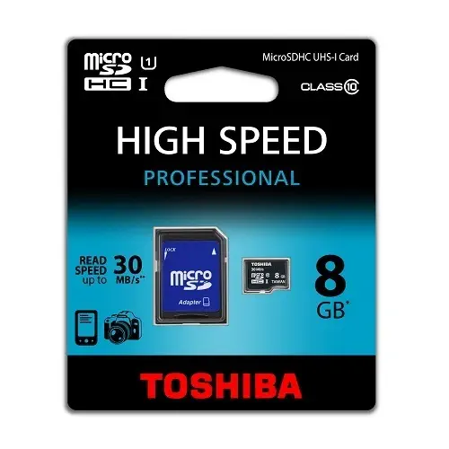 Toshiba 8 GB Micro SD (Class10 30Mb/sn SD Adaptör) Hafıza Kartı